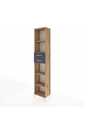 Arges Dolap 4 Raflı 2 Çekmeceli 44x30x221 Çam-Antrasit