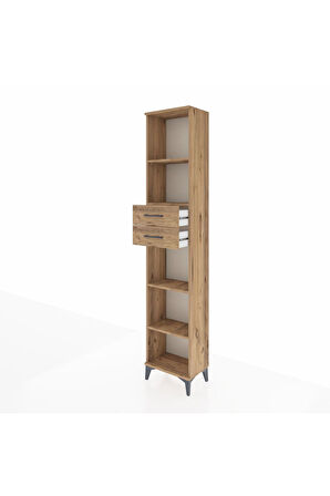 Arges Dolap 4 Raflı 2 Çekmeceli 44x30x221 Çam-Çam