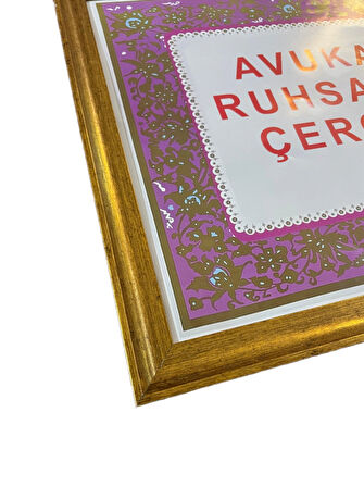 Avukatlık Ruhsat Çerçevesi Zarif Gold Renk - 33x48 - Hakiki Camlı Ruhsatname Çerçevesi