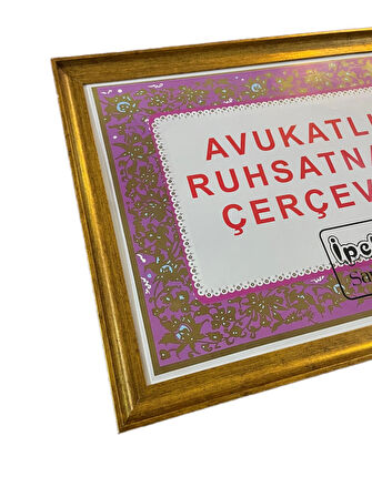 Avukatlık Ruhsat Çerçevesi Zarif Gold Renk - 33x48 - Hakiki Camlı Ruhsatname Çerçevesi