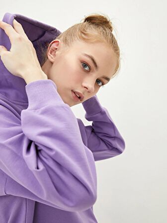 Düz Uzun Kollu Kadın Hoodie