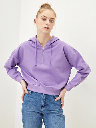 Düz Uzun Kollu Kadın Hoodie