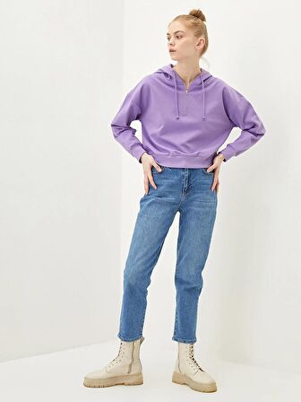 Düz Uzun Kollu Kadın Hoodie
