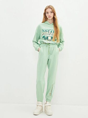 Baskılı Uzun Kollu Kadın Hoodie