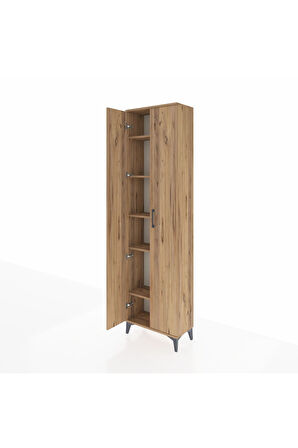 Arges Dolap 5 Raflı 2 Kapaklı 60x30x221 Çam-Çam
