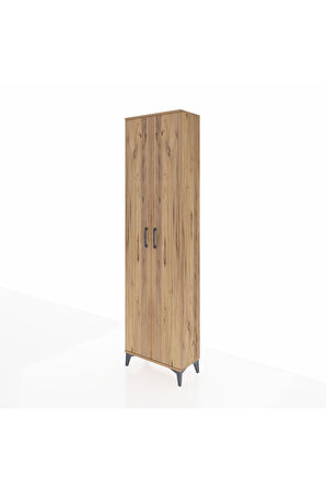 Arges Dolap 3 Raflı 2 Kapaklı Tek Askılı 60x30x221 Çam-Çam