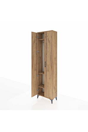 Arges Dolap 3 Raflı 2 Kapaklı Tek Askılı 60x30x221 Çam-Çam