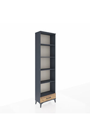 Arges Dolap 5 Raflı Tek Çekmeceli 60x30x221 Antrasit-Çam