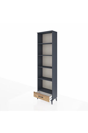 Arges Dolap 5 Raflı Tek Çekmeceli 60x30x221 Antrasit-Çam