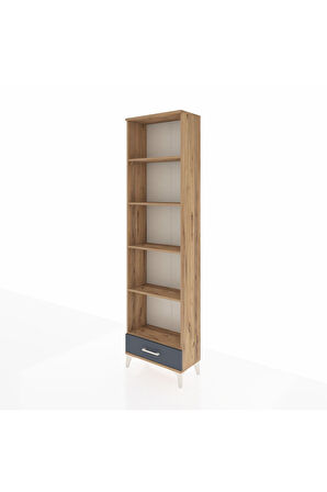 Arges Dolap 5 Raflı Tek Çekmeceli 60x30x221 Çam-Antrasit