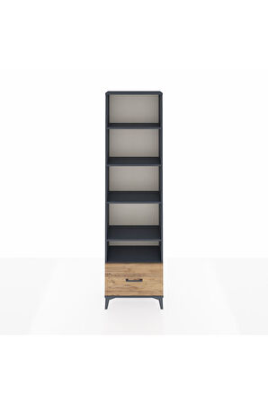 Arges Dolap 5 Raflı Tek Çekmeceli 60x30x221 Antrasit-Çam