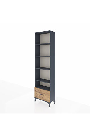 Arges Dolap 5 Raflı Tek Çekmeceli 60x30x221 Antrasit-Çam