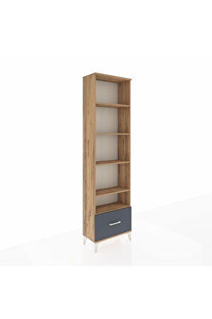 Arges Dolap 5 Raflı Tek Çekmeceli 60x30x221 Çam-Antrasit