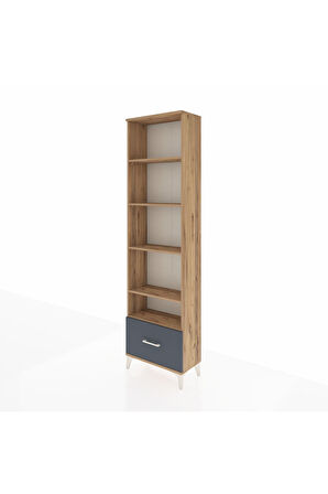 Arges Dolap 5 Raflı Tek Çekmeceli 60x30x221 Çam-Antrasit