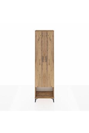 Arges Dolap 3 Raflı 2 Kapaklı Tek Askılı 60x30x221 Çam-Çam