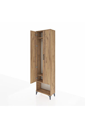 Arges Dolap 3 Raflı 2 Kapaklı Tek Askılı 60x30x221 Çam-Çam