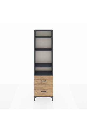 Arges Dolap 4 Raflı 2 Çekmeceli 60x30x221 Antrasit-Çam