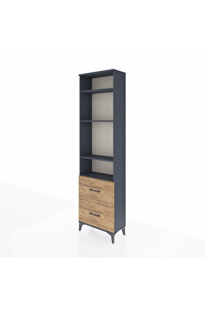 Arges Dolap 4 Raflı 2 Çekmeceli 60x30x221 Antrasit-Çam