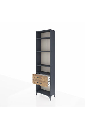 Arges Dolap 4 Raflı 2 Çekmeceli 60x30x221 Antrasit-Çam