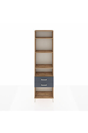 Arges Dolap 4 Raflı 2 Çekmeceli 60x30x221 Çam-Antrasit