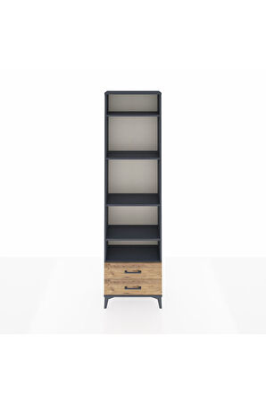 Arges Dolap 5 Raflı 2 Çekmeceli 60x30x221 Antrasit-Çam