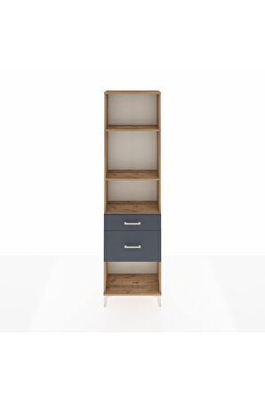 Arges Dolap 3 Raflı 2 Çekmeceli 60x30x221 Çam-Antrasit