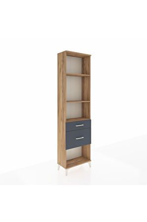 Arges Dolap 3 Raflı 2 Çekmeceli 60x30x221 Çam-Antrasit