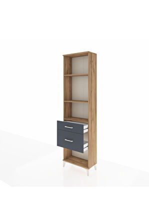 Arges Dolap 3 Raflı 2 Çekmeceli 60x30x221 Çam-Antrasit