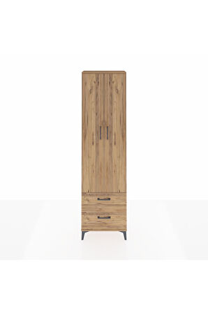 Arges Dolap 4 Raflı 2 Çekmeceli 2 Kapaklı 60x30x221 Çam-Çam