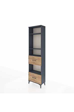 Arges Dolap 4 Raflı 2 Çekmeceli 60x30x221 Antrasit-Çam