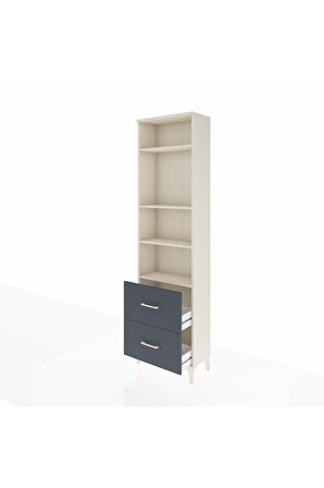 Arges Dolap 4 Raflı 2 Çekmeceli 60x30x221 Aytaşı-Antrasit