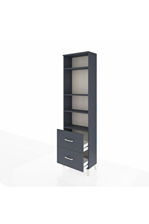 Arges Dolap 4 Raflı 2 Çekmeceli 60x30x221 Antrasit-Antrasit
