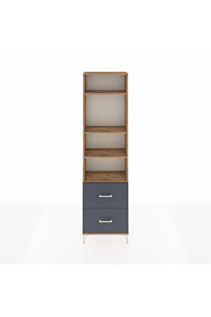 Arges Dolap 4 Raflı 2 Çekmeceli 60x30x221 Çam-Antrasit