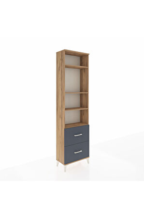 Arges Dolap 4 Raflı 2 Çekmeceli 60x30x221 Çam-Antrasit