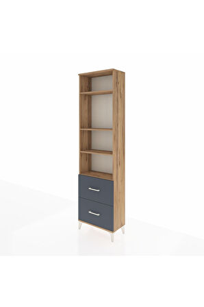 Arges Dolap 4 Raflı 2 Çekmeceli 60x30x221 Çam-Antrasit