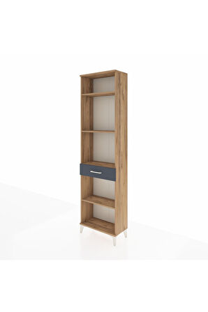 Arges Dolap 4 Raflı Tek Çekmeceli 60x30x221 Çam-Antrasit