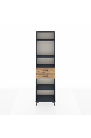 Arges Dolap 4 Raflı 2 Çekmeceli 60x30x221 Antrasit-Çam
