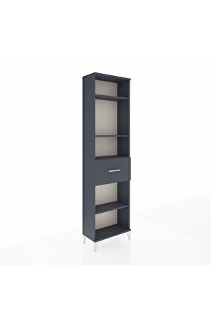 Arges Dolap 4 Raflı Tek Çekmeceli 60x30x221 Antrasit-Antrasit