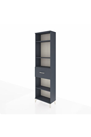 Arges Dolap 4 Raflı Tek Çekmeceli 60x30x221 Antrasit-Antrasit