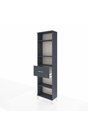 Arges Dolap 4 Raflı Tek Çekmeceli 60x30x221 Antrasit-Antrasit