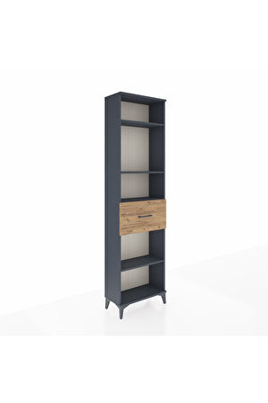 Arges Dolap 4 Raflı Tek Çekmeceli 60x30x221 Antrasit-Çam