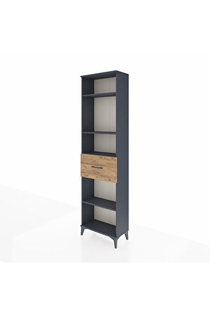 Arges Dolap 4 Raflı Tek Çekmeceli 60x30x221 Antrasit-Çam