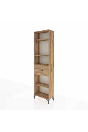 Arges Dolap 4 Raflı Tek Çekmeceli 60x30x221 Çam-Çam