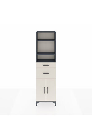 Arges Dolap 4 Raflı 2 Çekmeceli 2 Kapaklı 60x30x221 Antrasit-Aytaşı