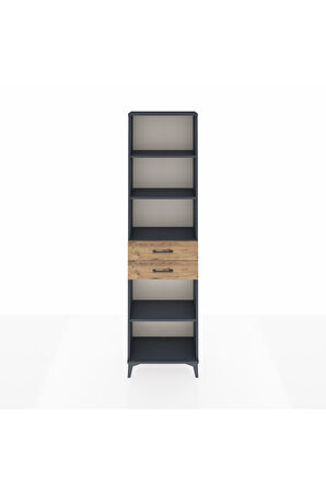 Arges Dolap 4 Raflı 2 Çekmeceli 60x30x221 Antrasit-Çam