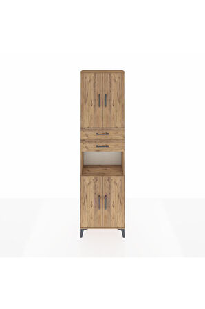 Arges Dolap 4 Raflı 2 Çekmeceli 4 Kapaklı 60x30x221 Çam-Çam