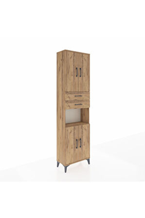 Arges Dolap 4 Raflı 2 Çekmeceli 4 Kapaklı 60x30x221 Çam-Çam