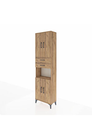 Arges Dolap 4 Raflı 2 Çekmeceli 4 Kapaklı 60x30x221 Çam-Çam