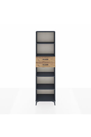 Arges Dolap 4 Raflı 2 Çekmeceli 60x30x221 Antrasit-Çam