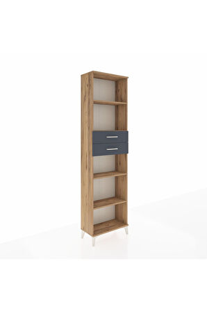 Arges Dolap 4 Raflı 2 Çekmeceli 60x30x221 Çam-Antrasit